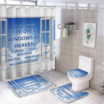 Shower Curtain Set with 3 Rugs