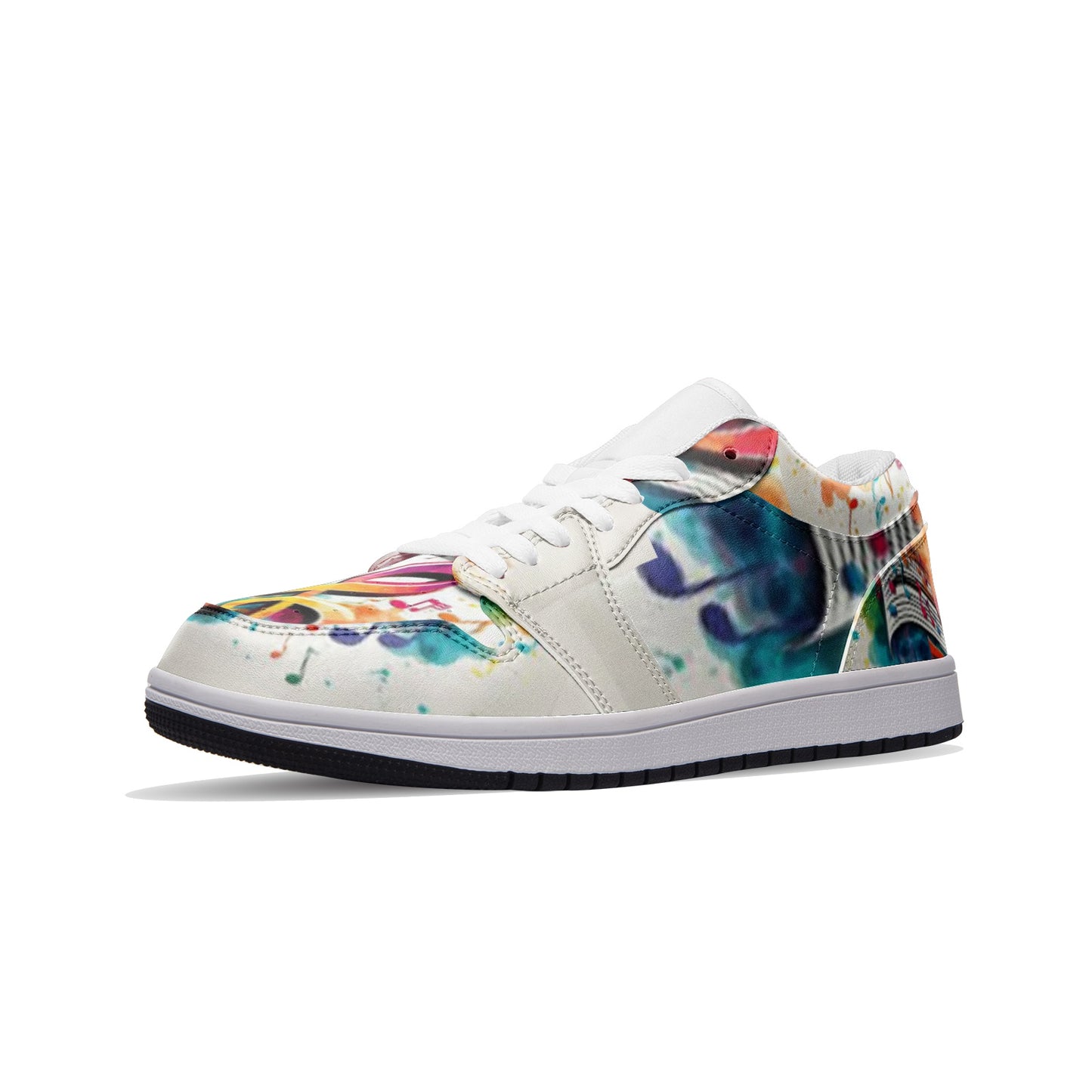 MUSIC GRAFFITI Unisex Low Top Leather Sneakers