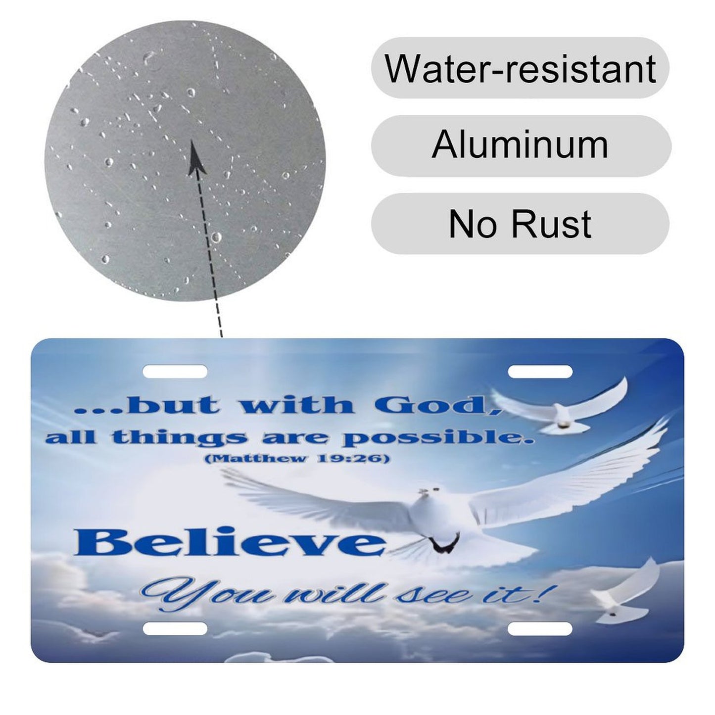 Car License Plate-11.8”x5.9”-BELIEVE
