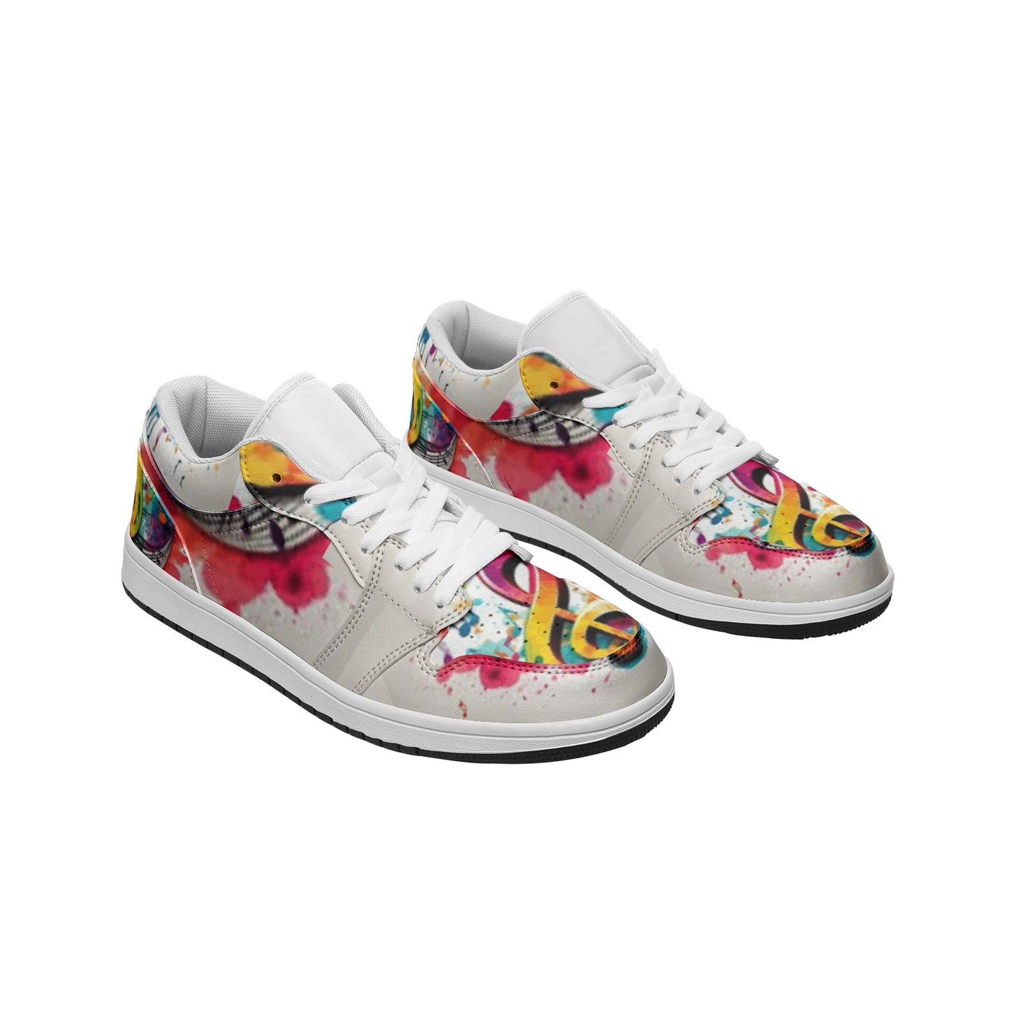 MUSIC GRAFFITI Unisex Low Top Leather Sneakers