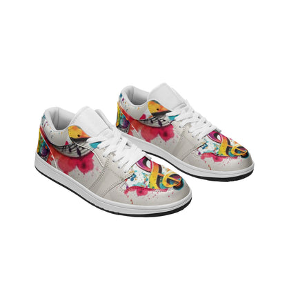 MUSIC GRAFFITI Unisex Low Top Leather Sneakers