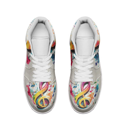 MUSIC GRAFFITI Unisex Low Top Leather Sneakers