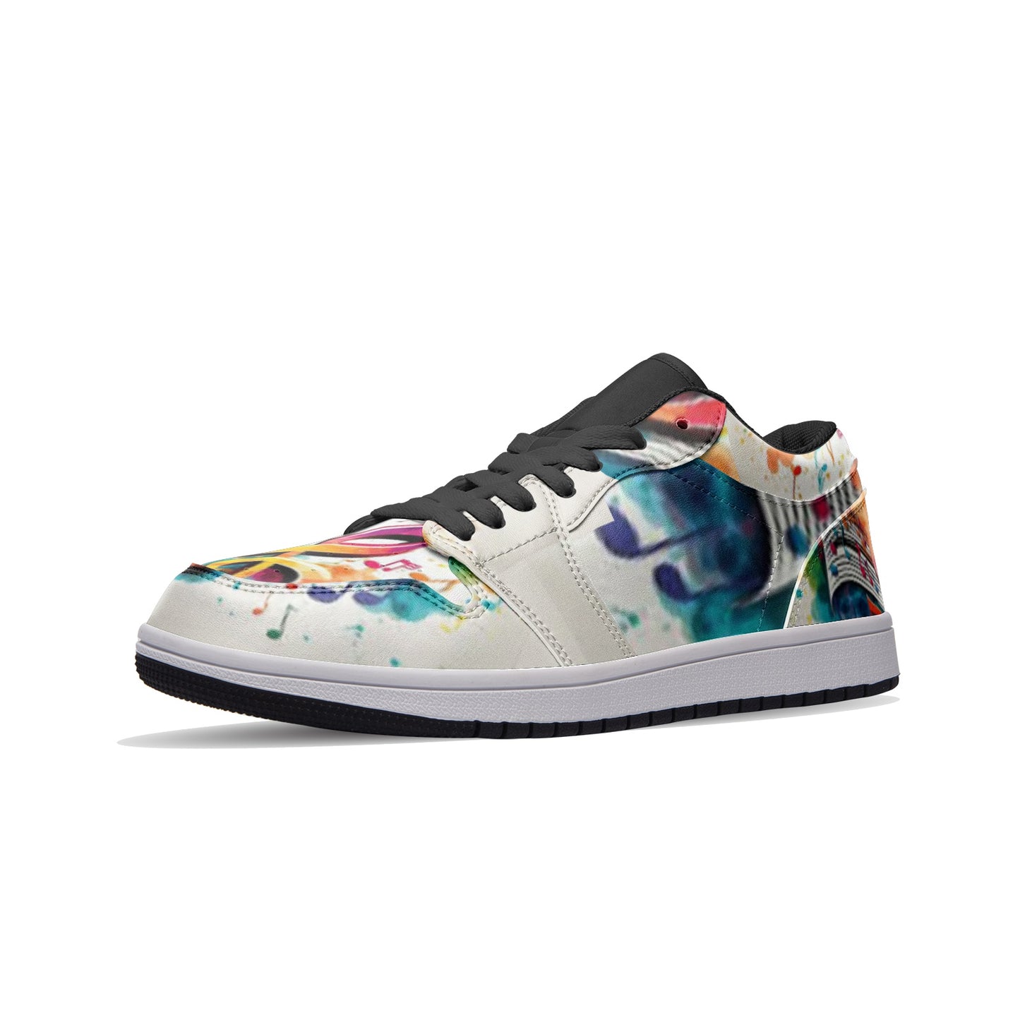 MUSIC GRAFFITI Unisex Low Top Leather Sneakers
