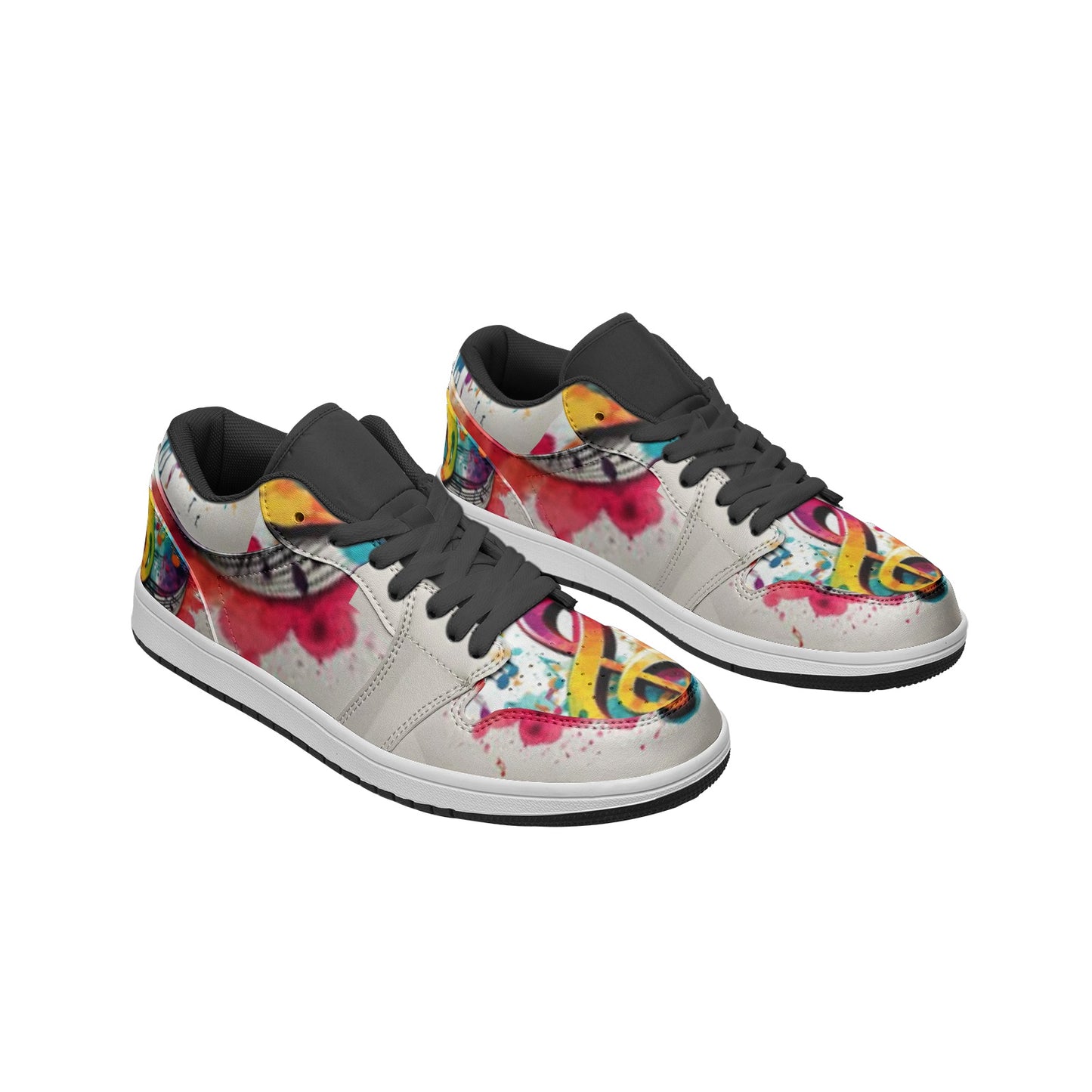 MUSIC GRAFFITI Unisex Low Top Leather Sneakers