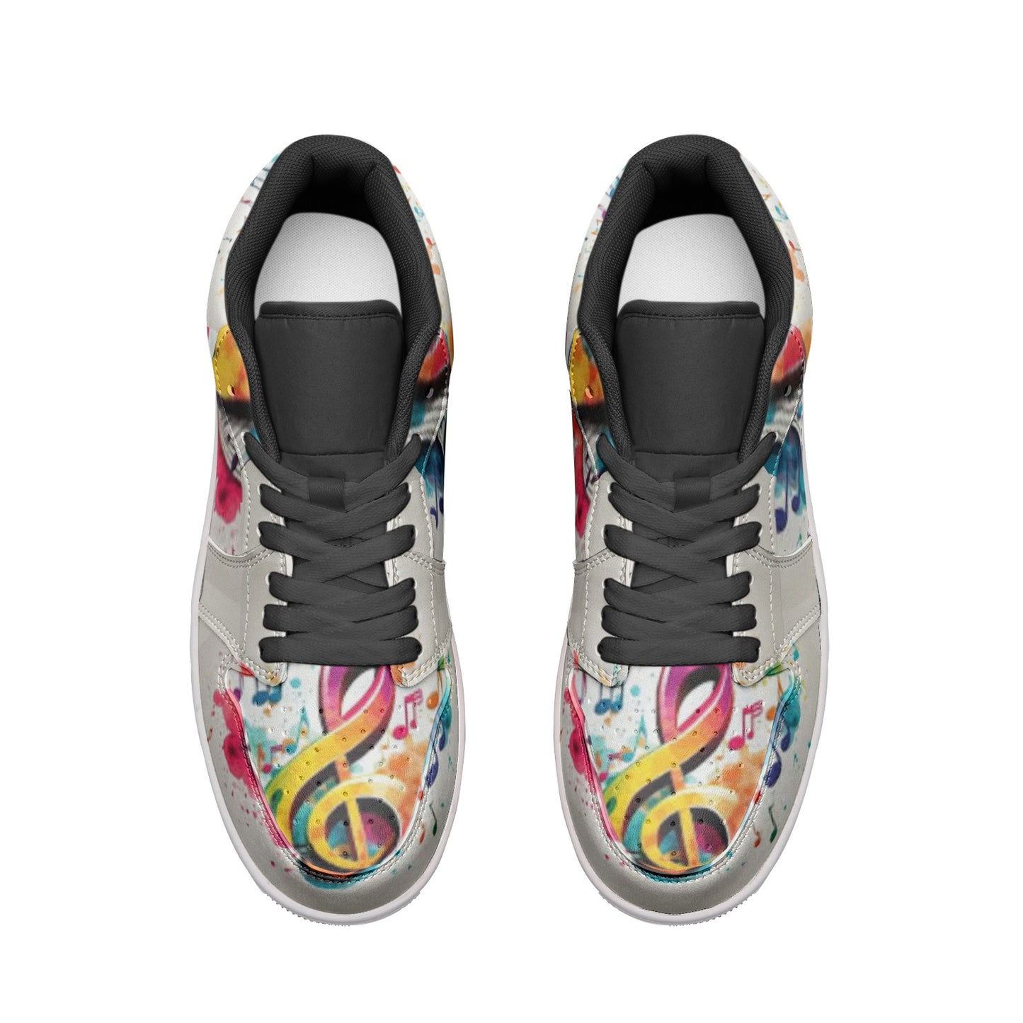 MUSIC GRAFFITI Unisex Low Top Leather Sneakers