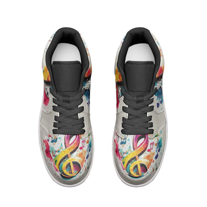 MUSIC GRAFFITI Unisex Low Top Leather Sneakers