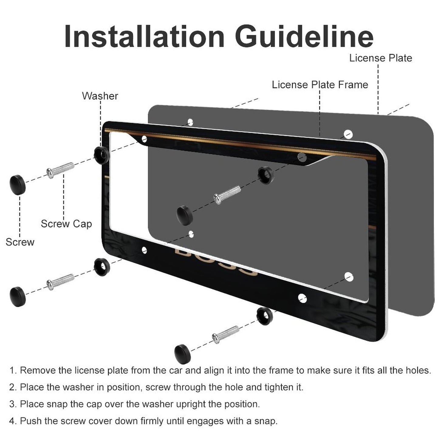 License Plate Frames with 4 Round Holes (1 Pair)