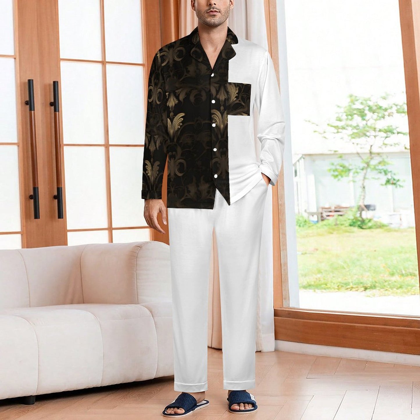 BLACK & GOLD ACCENT Night Suit for Men