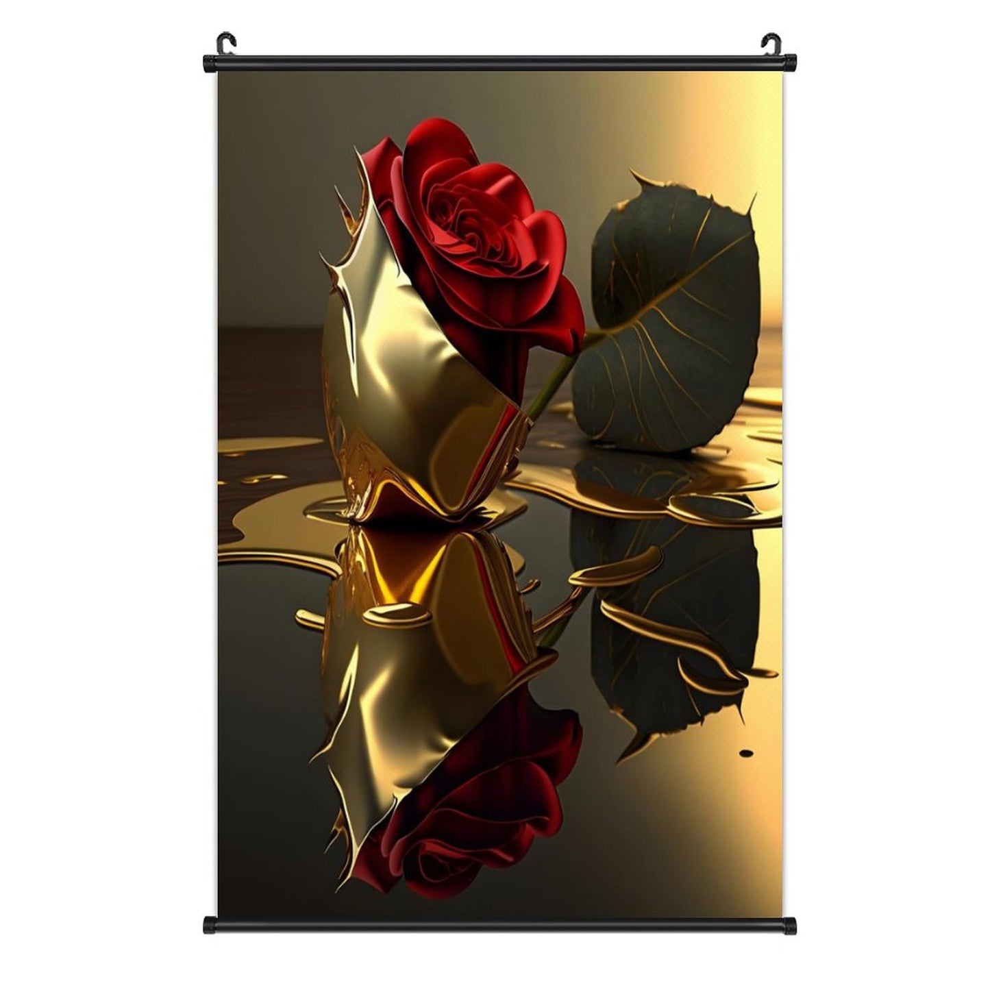 ROSE IN GOLD Canvas Hanging Poster with Scrolls-16"x24"/ 40x60cm