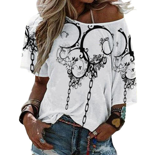 180gsm Women’s Off the Shoulder Half-Sleeve T-shirt BAT (All-Over Printing)