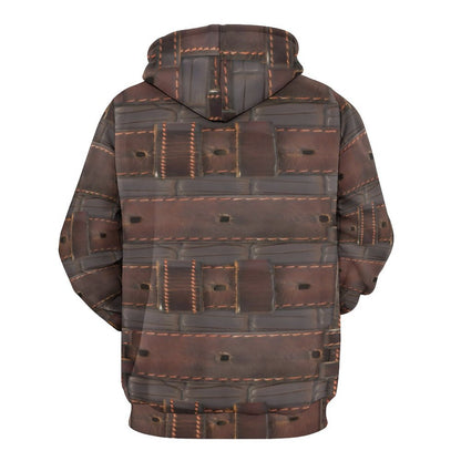 RUGGED LEATHER BUCKLE Print Hoodie for Women with Double-layer Cap-SMALL-6XL