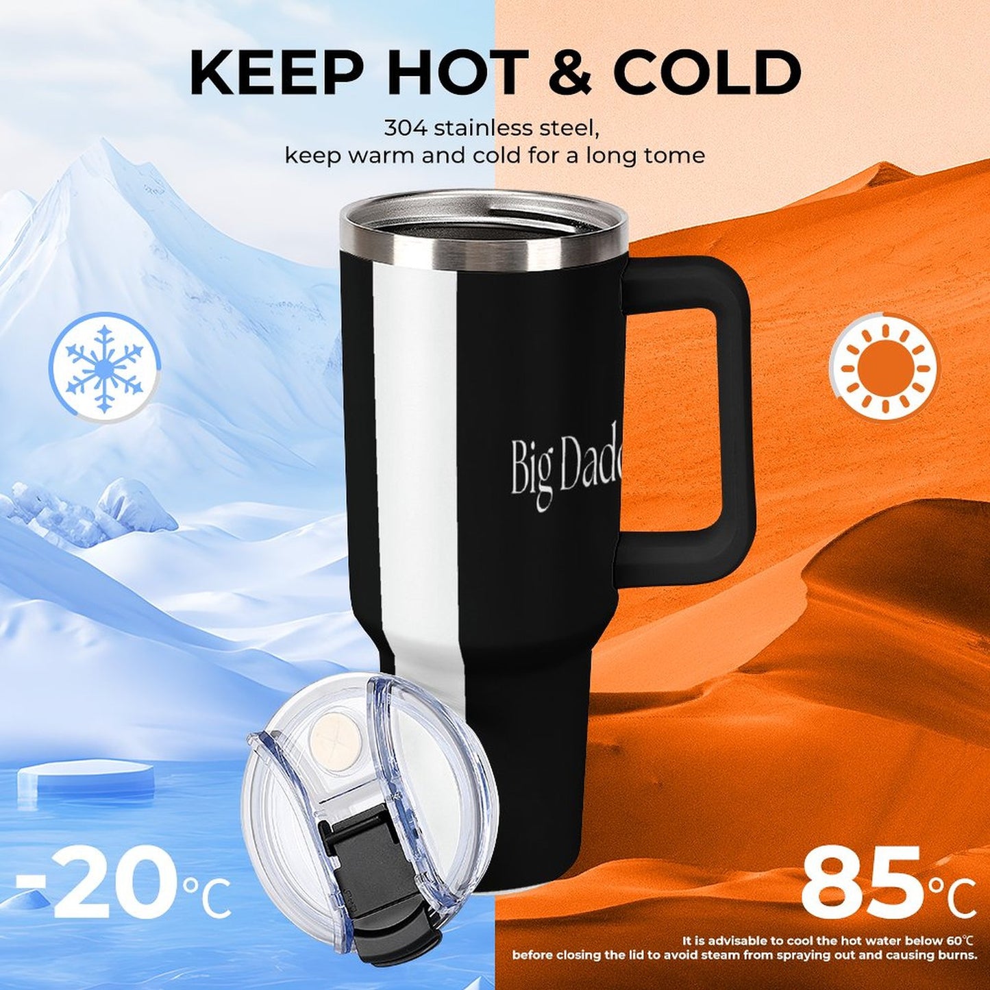 40oz Insulated Tumbler with Handle and Straw