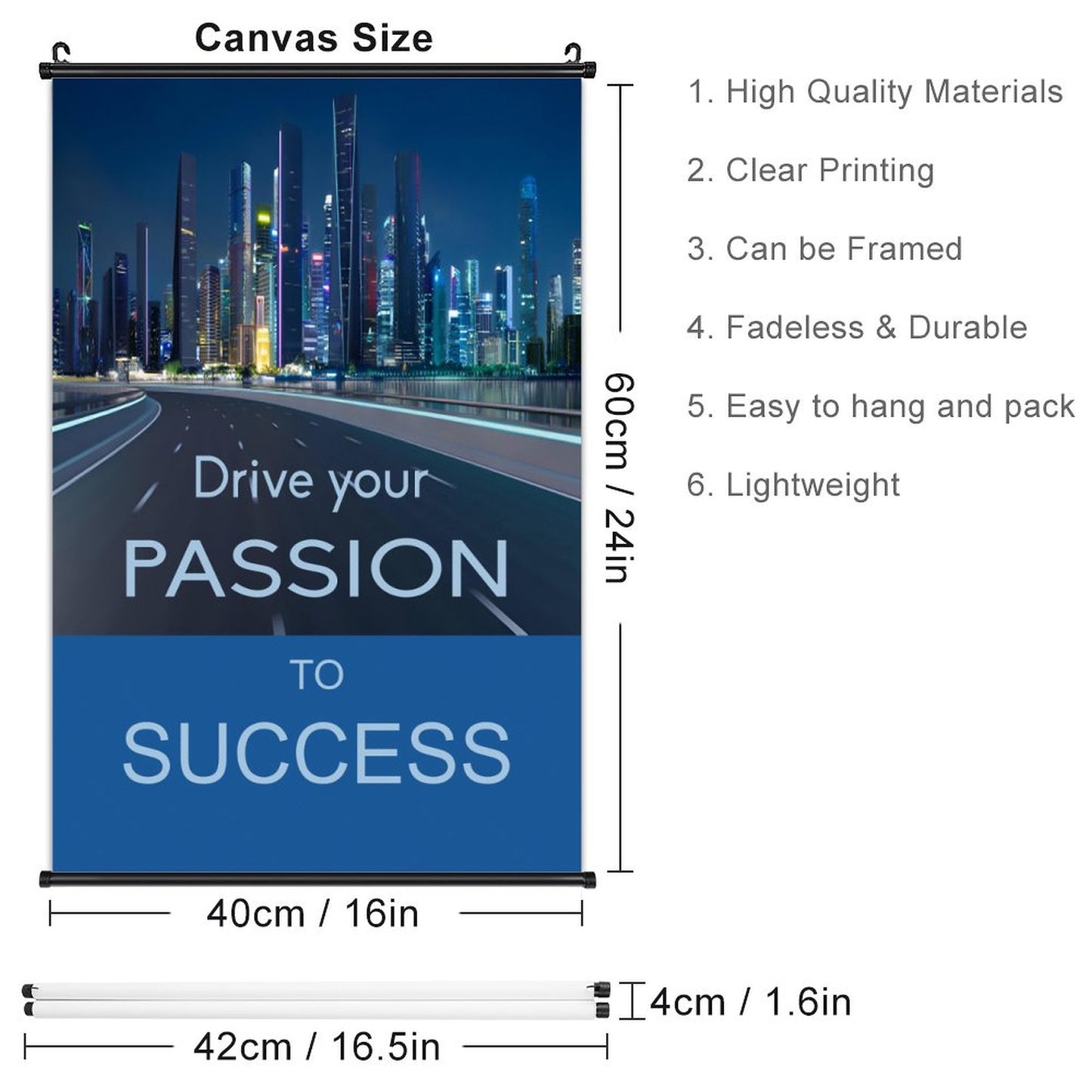 Canvas Hanging Poster with Scrolls-16"x24"/ 40x60cm