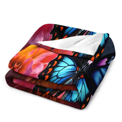 BLUE BUTTERFLY Flannel Throw Blanket-60"x80"