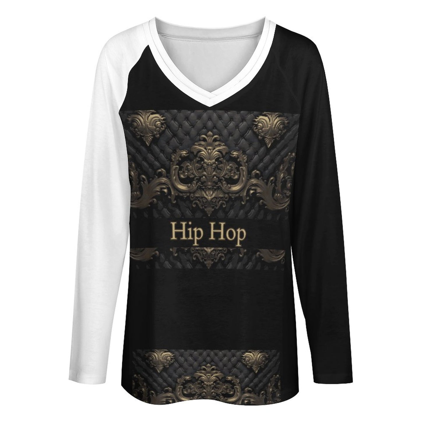 V-neck Loose Long Sleeve T-shirt TLREV2 (All-Over Printing)