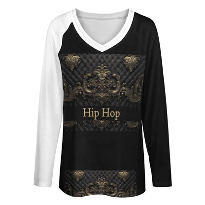 V-neck Loose Long Sleeve T-shirt TLREV2 (All-Over Printing)