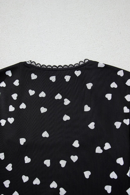 Heart Square Neck Long Sleeve Bodysuit-S-XL