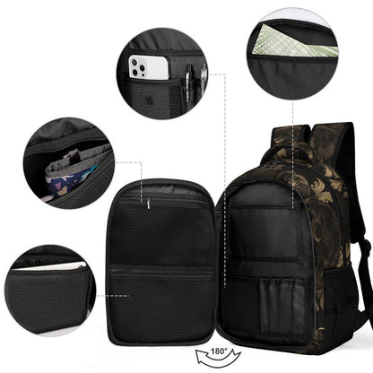 BLACK & GOLD ACCENT Multi-Pocket Back Pack