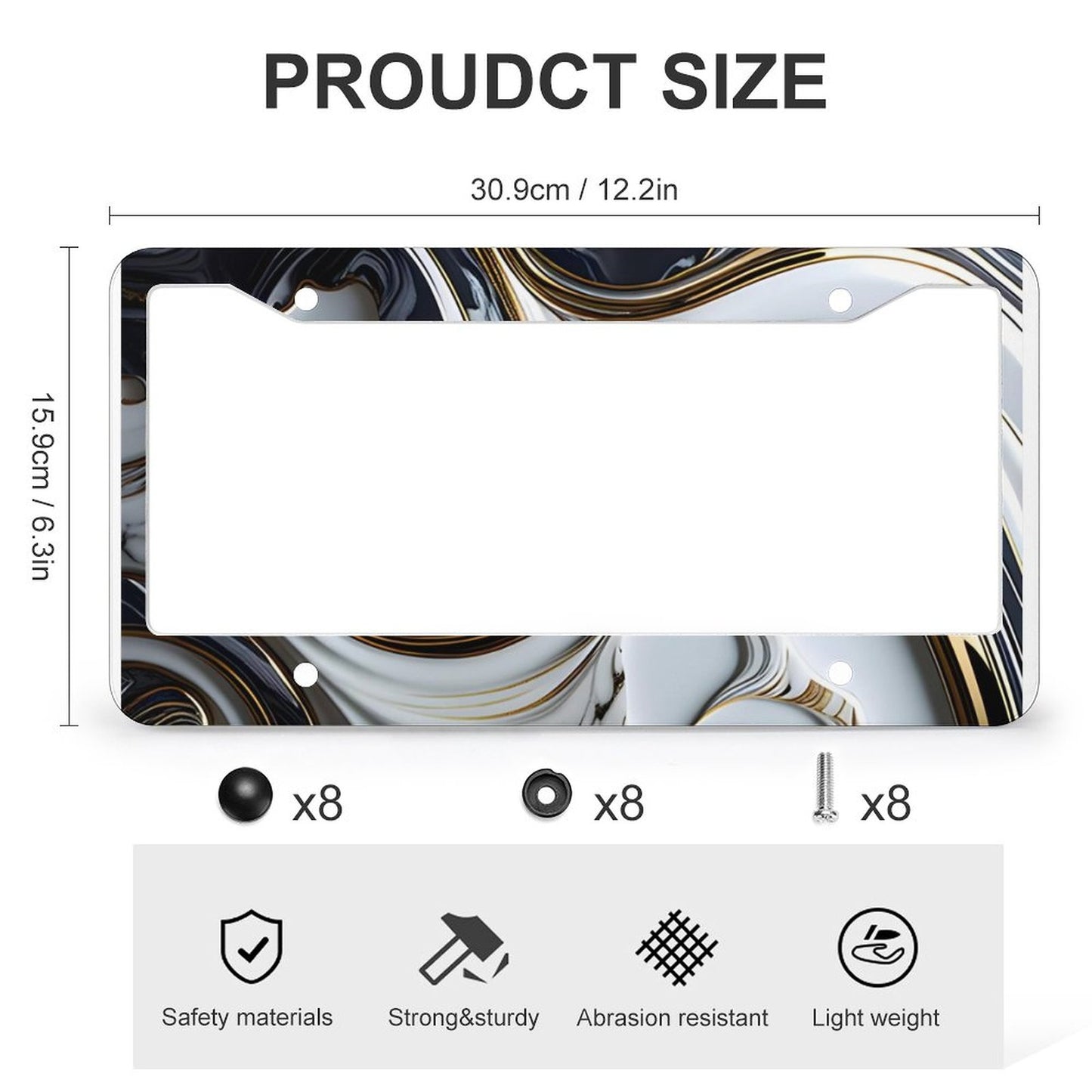 License Plate Frames with 4 Round Holes (1 Pair)
