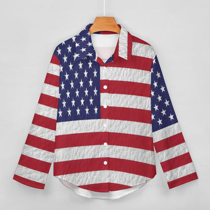 AMERICA Women's Irregular Hem Shirt-*SMALL-8XL