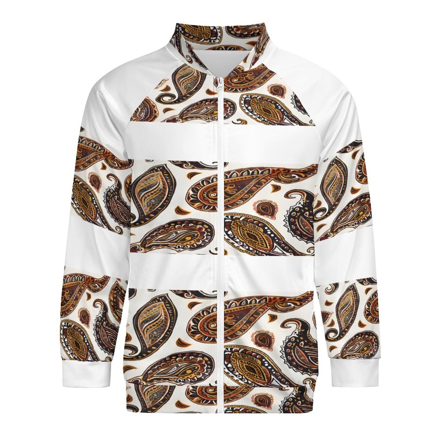 ORANGE PAISLEY Raglan Zipper Jacket-SMALL-5XL