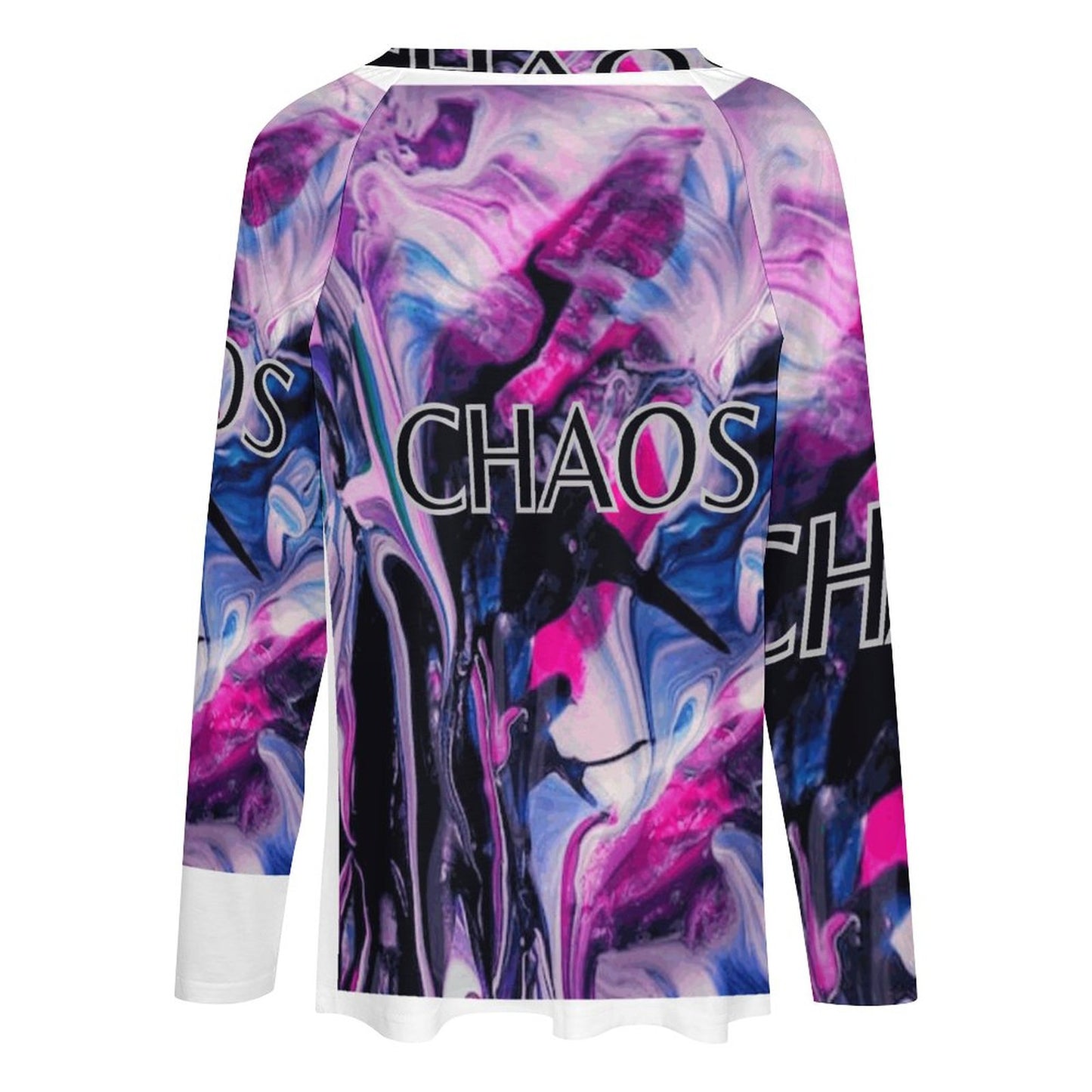 CHAOS-V-neck Loose Long Sleeve T-shirt-SMALL-5XL