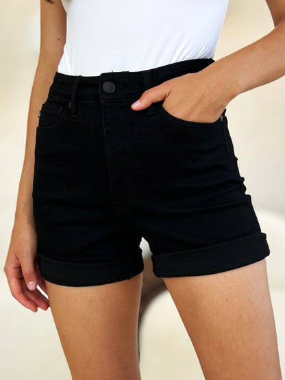 Judy Blue Full Size High Waist Tummy Control Cuffed Denim Shorts-SIZE 0-3XL