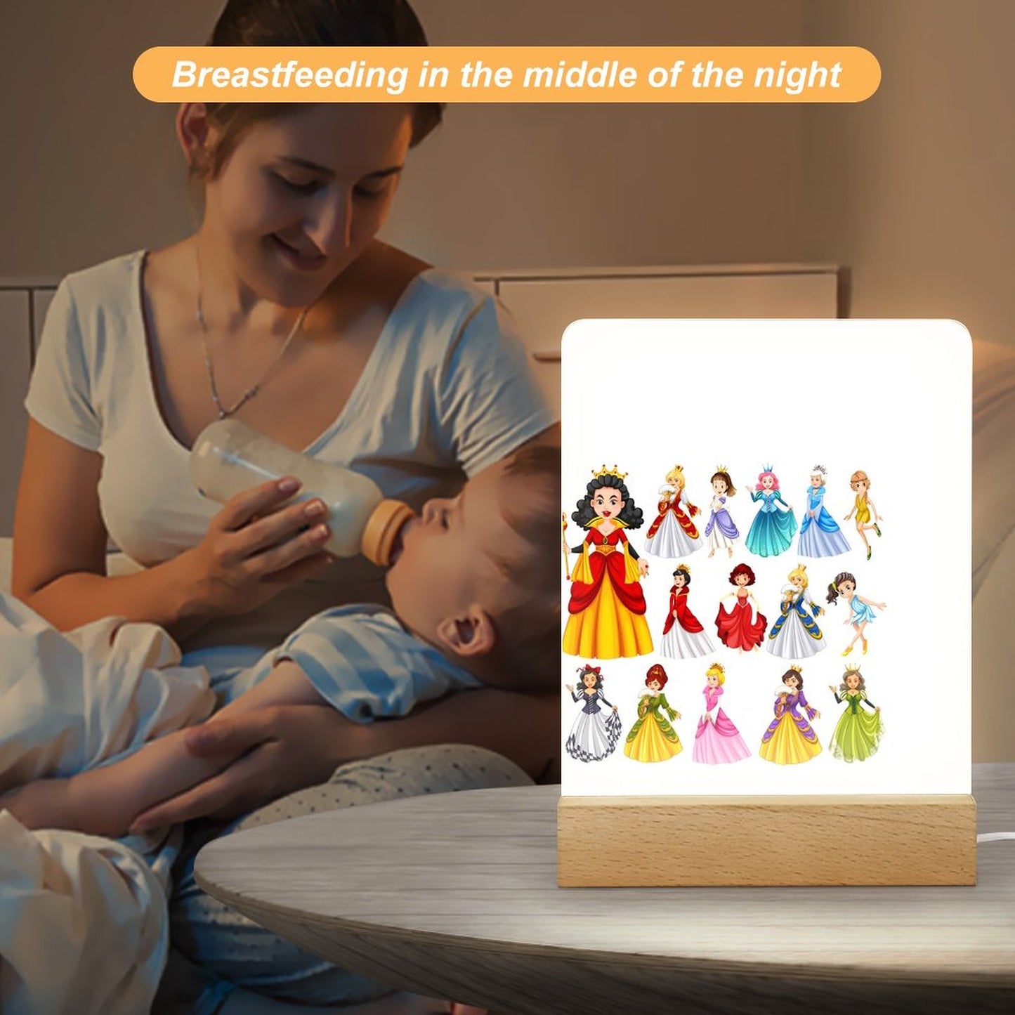 Acrylic Night Light with Wooden Base