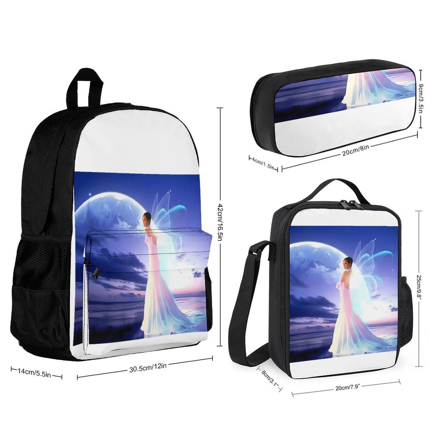 Set of 3 Bags (Shoulder Bag Lunch Bag & Pencil Pouch)