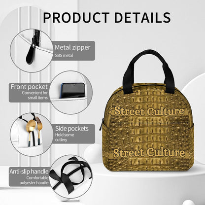 STREET CULTURE Alligator Large Insulated Lunch Tote Bag for Adults (waterproof/leakproof)