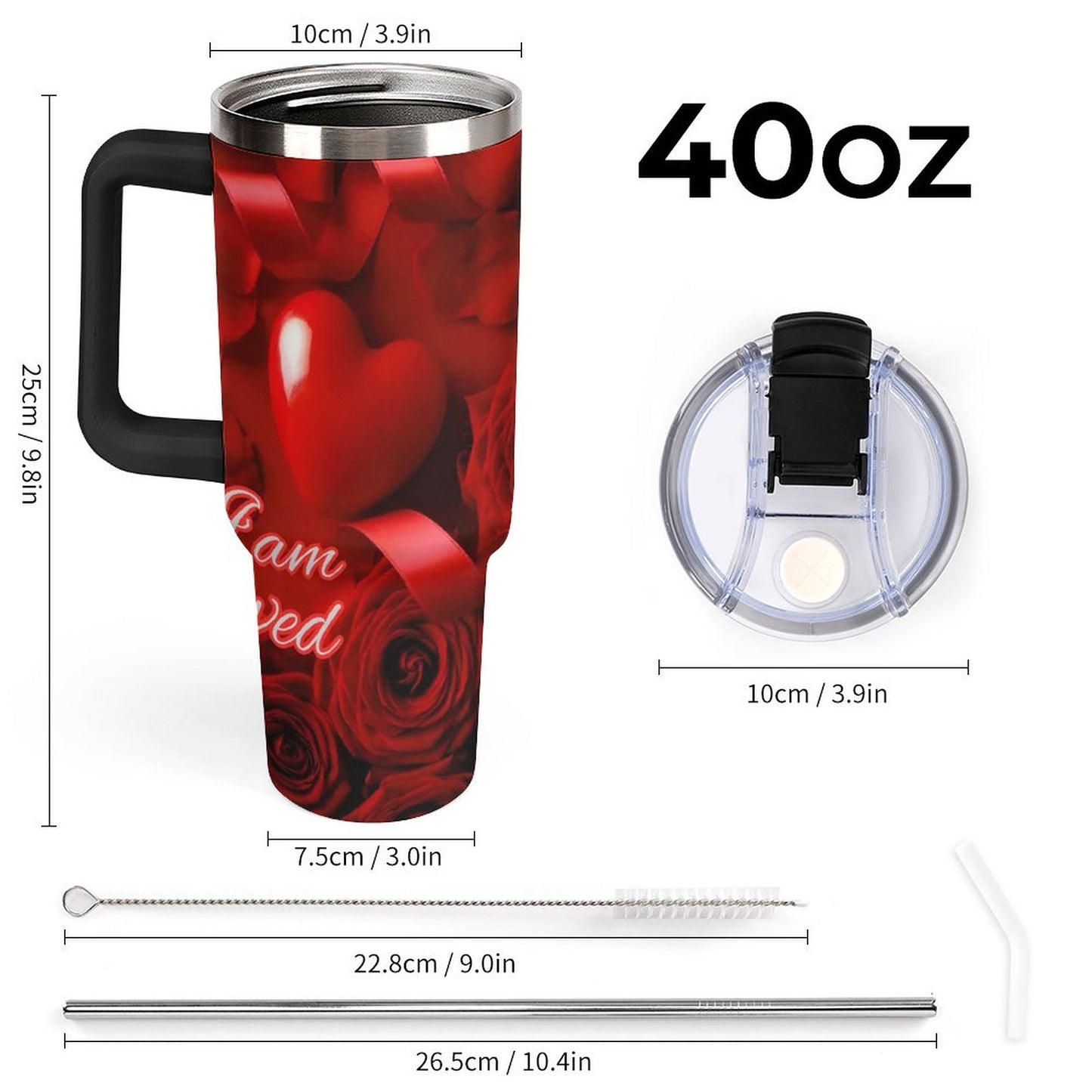 40oz Insulated Tumbler with Handle and Straw