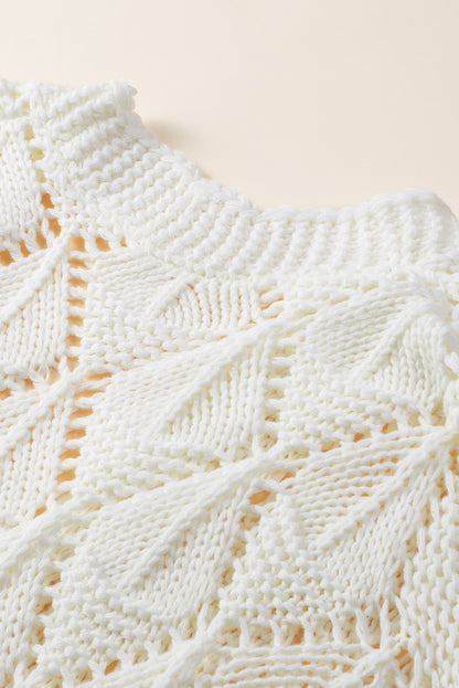 Openwork Open Front Long Sleeve Cardigan-S-XL
