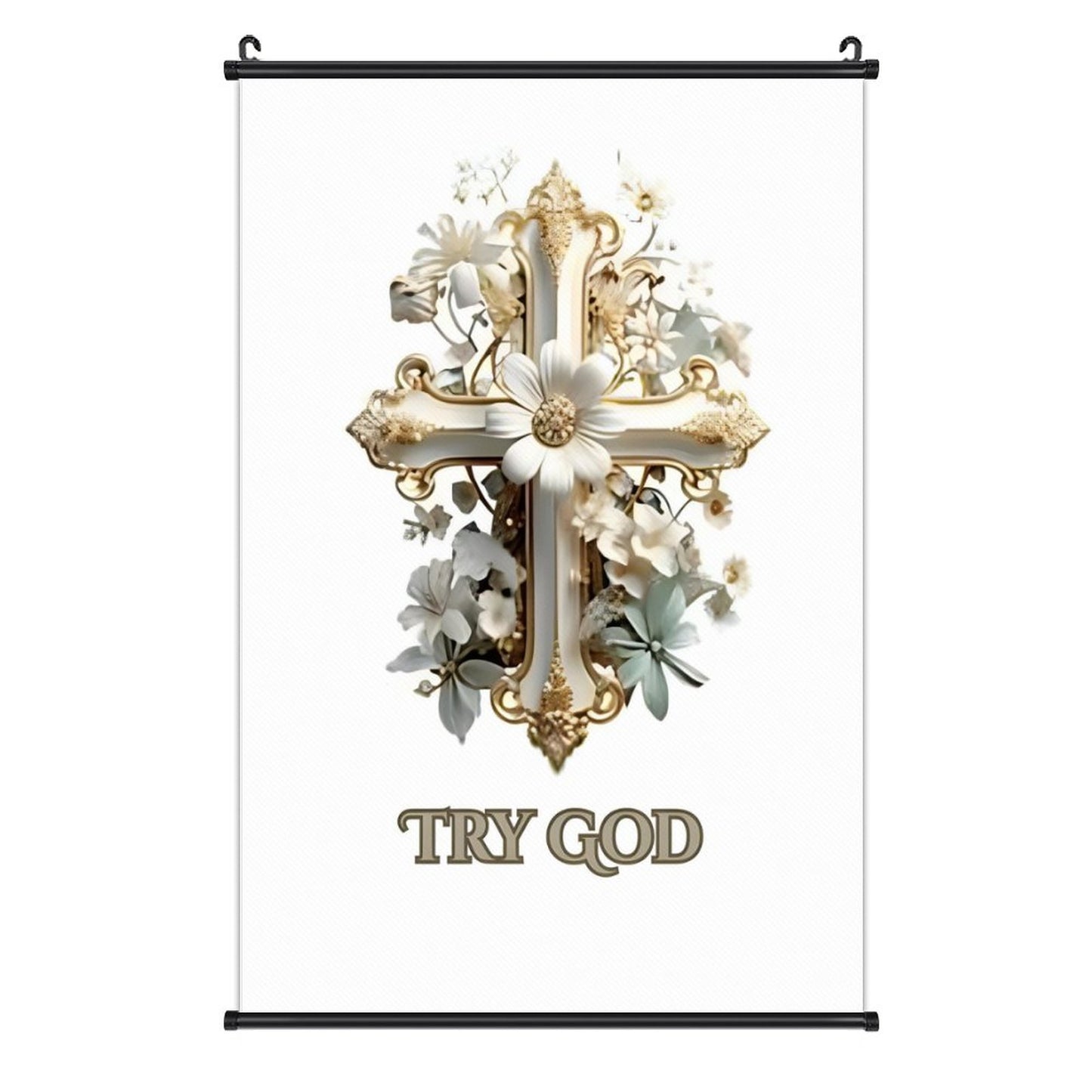Canvas Hanging Poster with Scrolls-16"x24"/ 40x60cm-TRY GOD