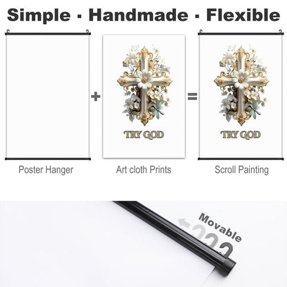 Canvas Hanging Poster with Scrolls-16"x24"/ 40x60cm-TRY GOD
