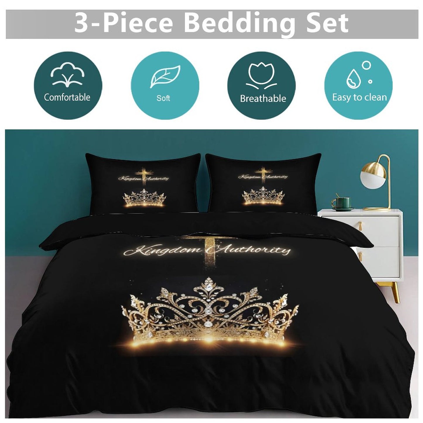 3-Piece Bedding Set-102"x90"/ 259x229cm (Dual-sided Printing)