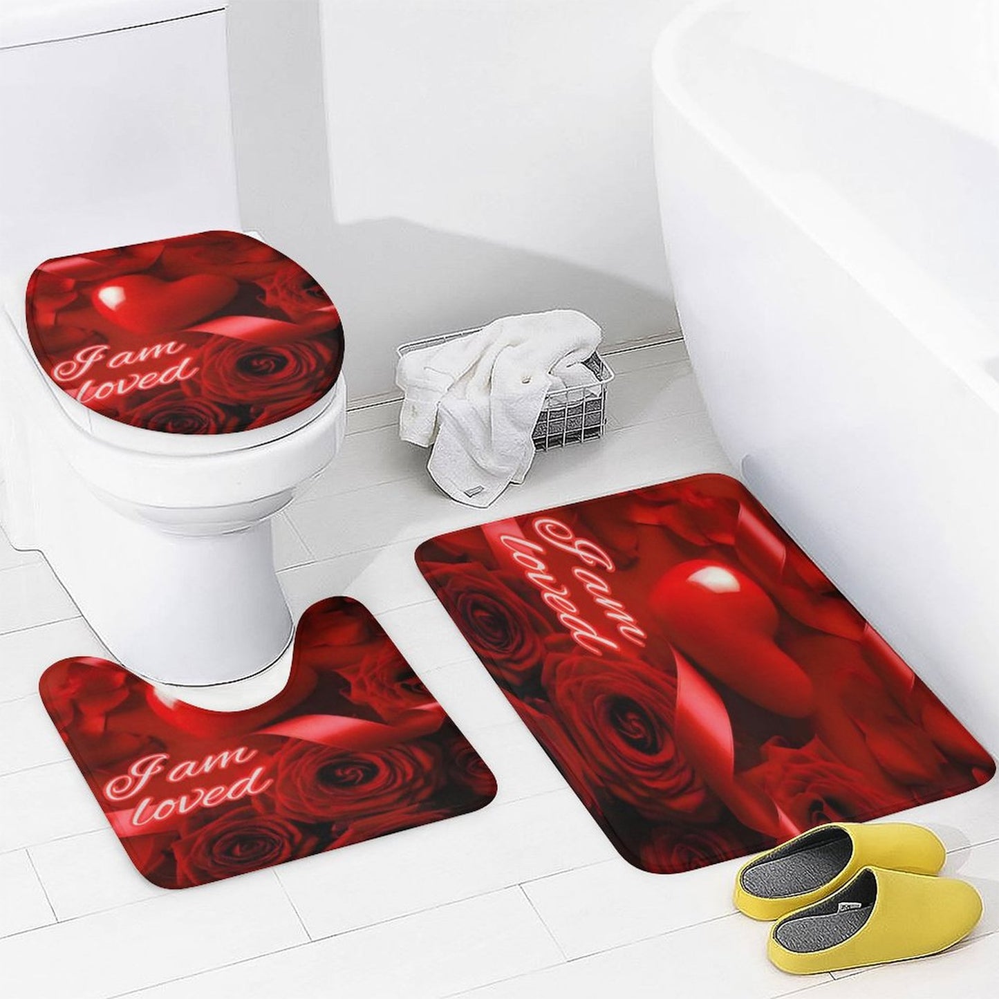 Shower Curtain Set with 3 Rugs