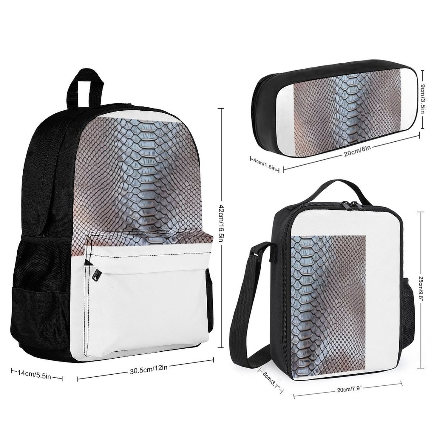 Set of 3 Bags (Shoulder Bag Lunch Bag & Pencil Pouch)