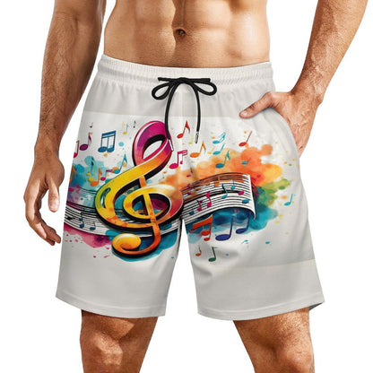 MUSIC GRAFFITI Men's Beach/GYM Shorts with 4 Pockets-SMALL-3XL