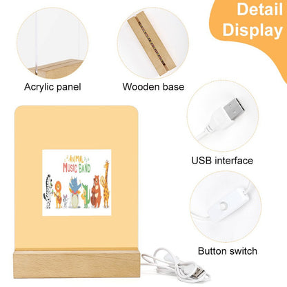 Acrylic Night Light with Wooden Base
