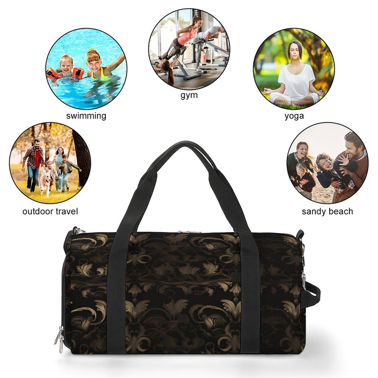 BLACK & GOLD ACCENT Oxford Gym Duffle Bag