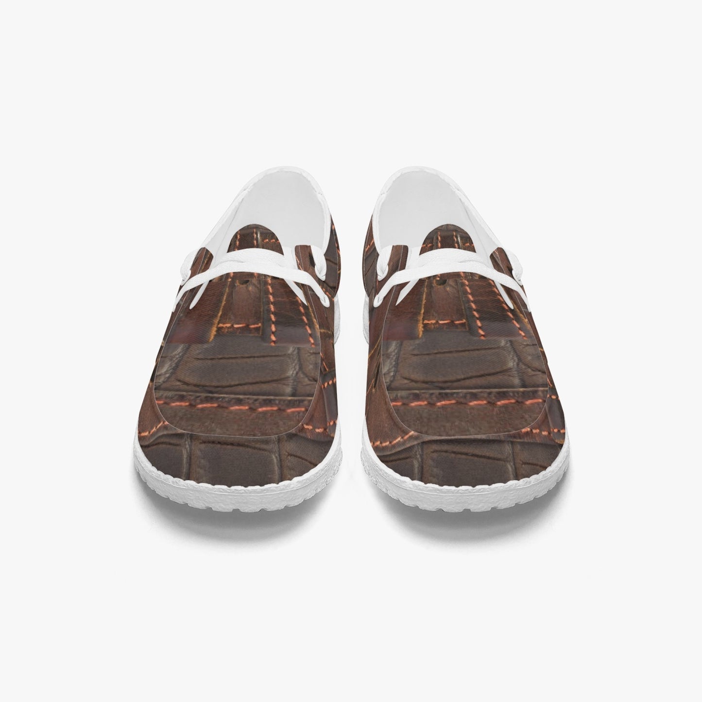 RUGGED LEATHER BUCKLE Print Lace-up Loafers