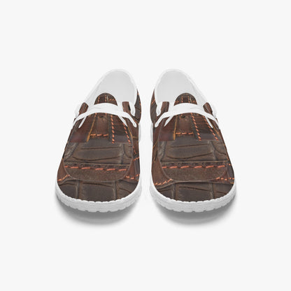 RUGGED LEATHER BUCKLE Print Lace-up Loafers