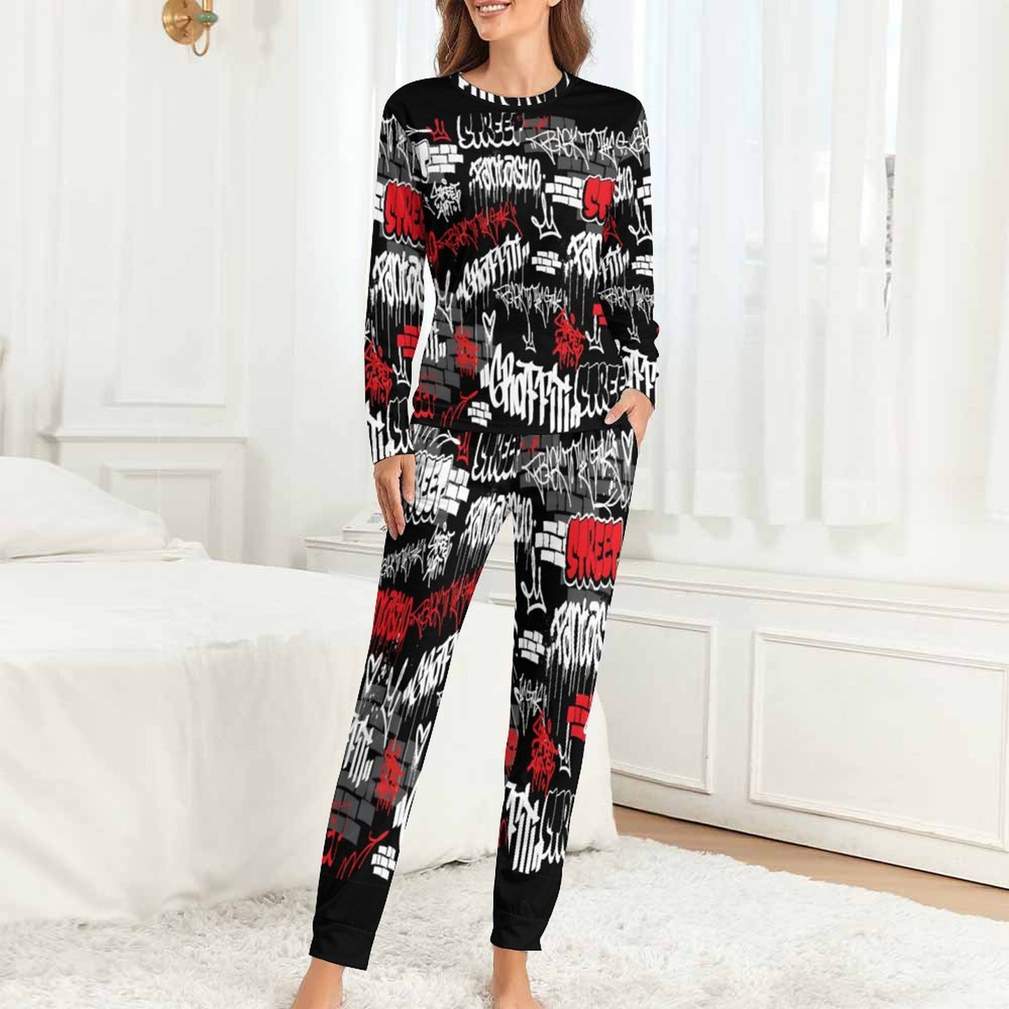 B/R/W GRAFFITI Women's 2-Piece Pj Set