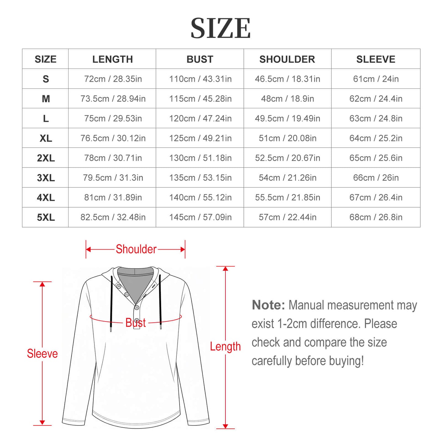 200gsm Men's Button Hooded Sweatshirt(All-Over Printing)