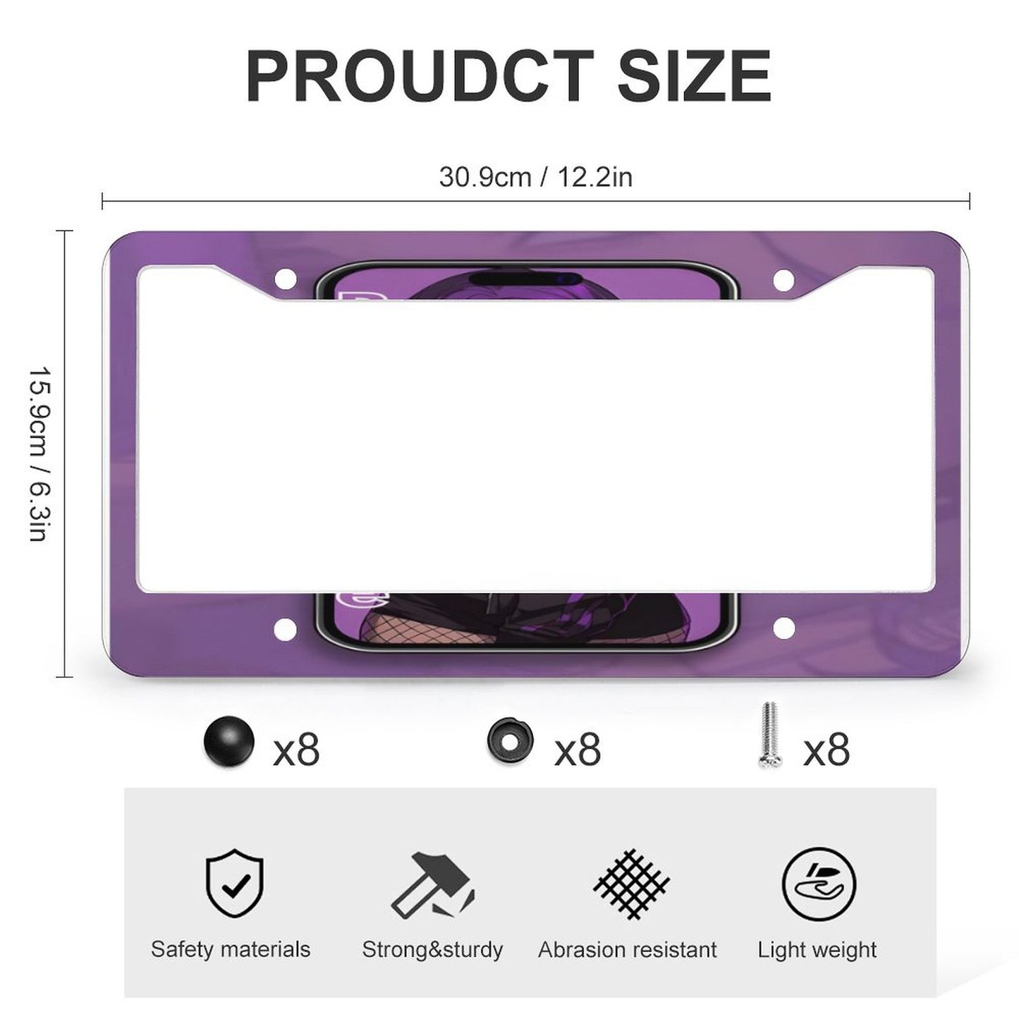 License Plate Frames with 4 Round Holes (1 Pair)