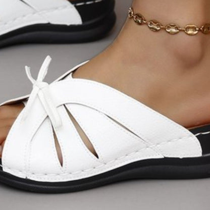 Tied Open Toe Low Heel Sandals (deep red/white/royal blue/black/light yellow)
