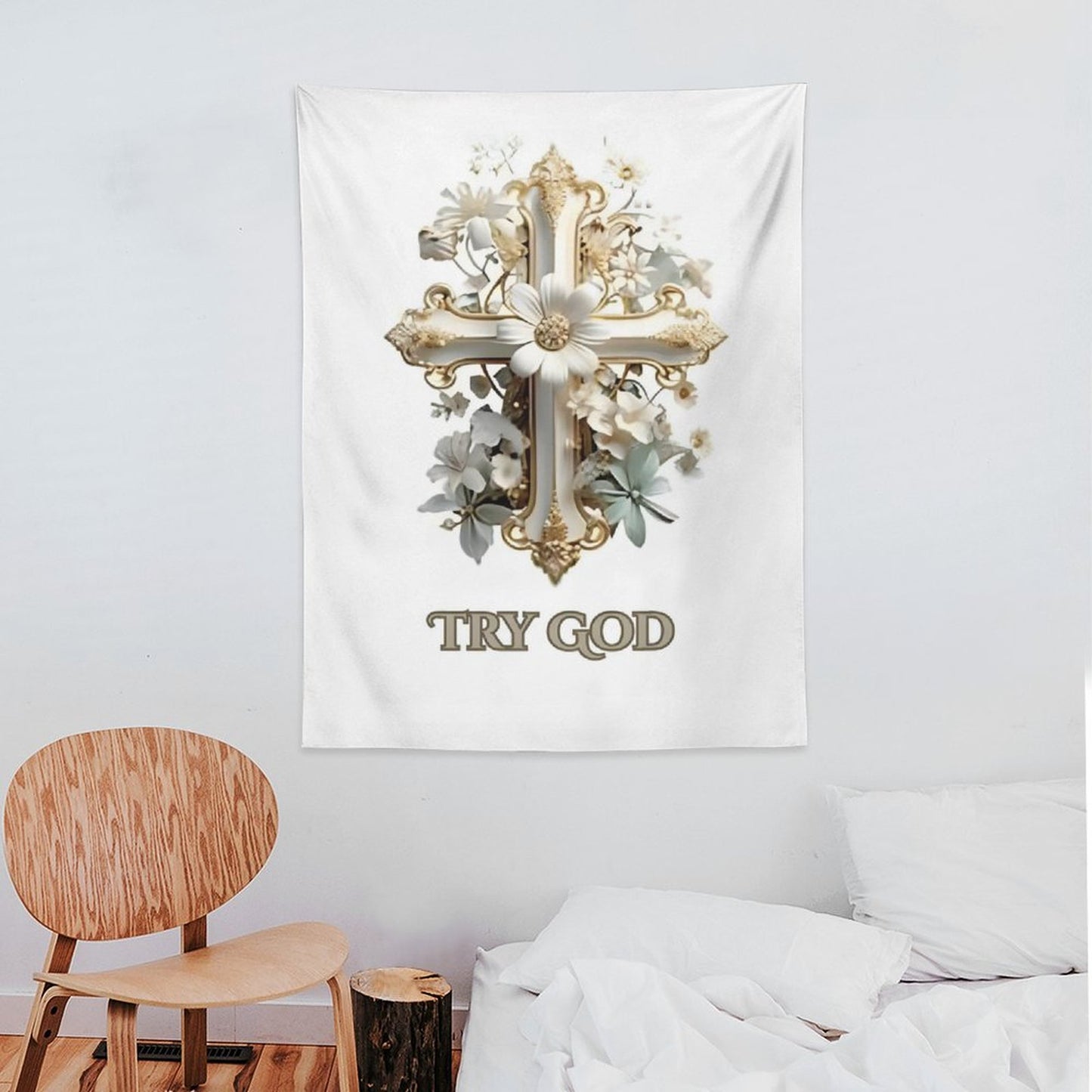 Wall Art with Vertical Tapestry-TRY GOD