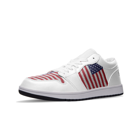 USA FLAG Unisex Low Top Leather Sneakers