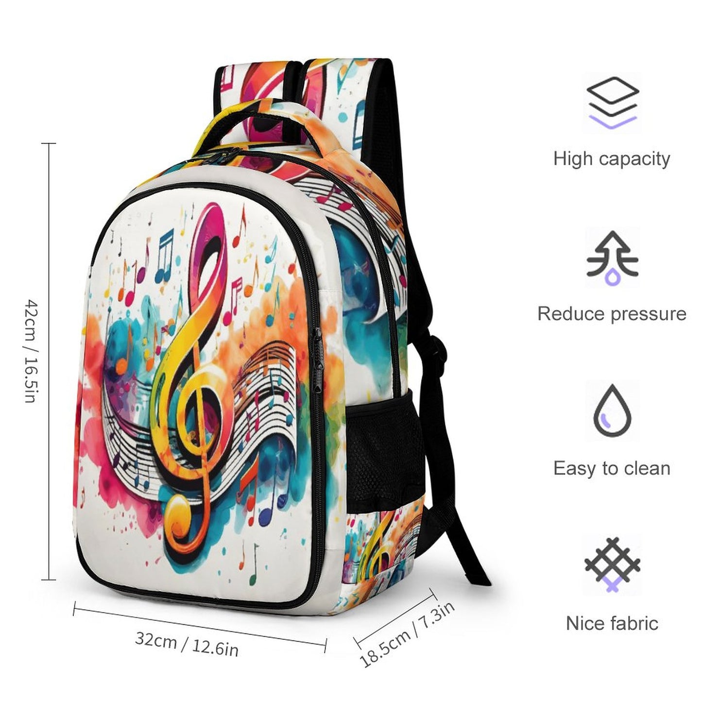 MUSIC GRAFFITI Multi-Pocket Backpack