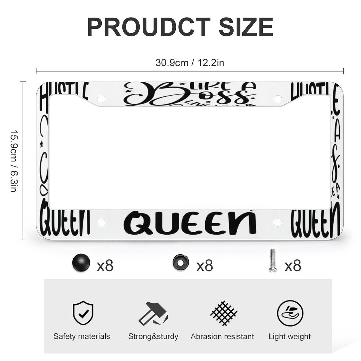 License Plate Frames with 4 Round Holes (1 Pair)